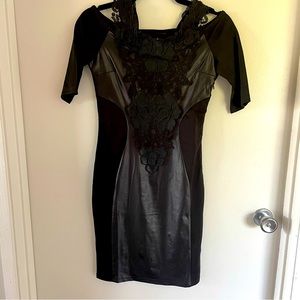 Black Dress with Faux Leather and thicker lace